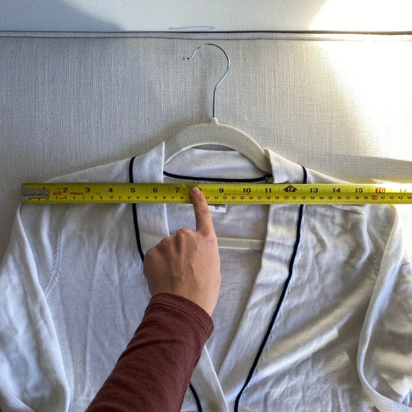 ATHLETA Wool Lyocell Cream & Black Boxy Button Down Cardigan XS - Picture 11 of 11